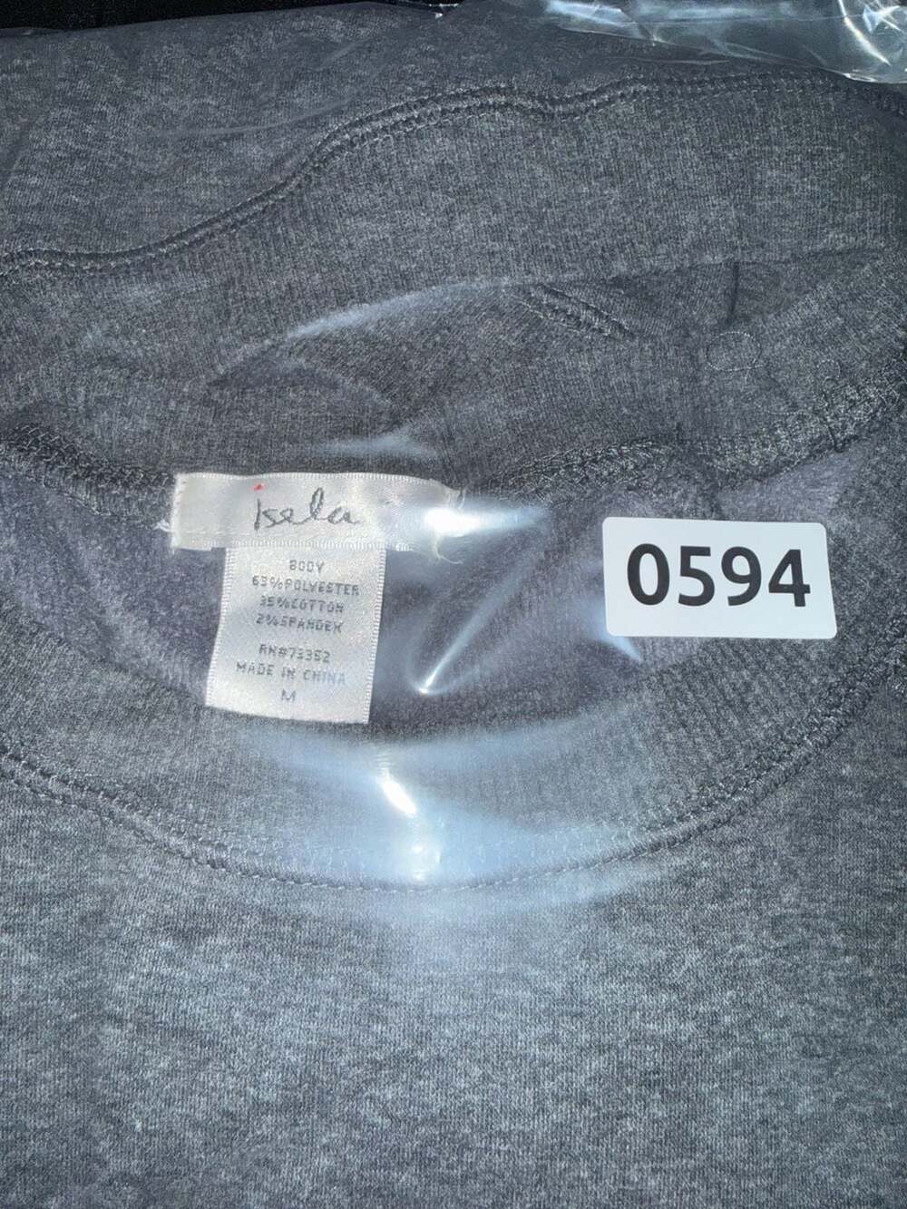 Isela Gray Heather Long Sleeve Crew Neck Sweatshirt with Crossover Hem Size M - Picture 5 of 5